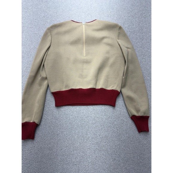 Vintage Bakalli 2pc Dress & Sweater Set Womens 10 Mod Geometric Red Beige - Picture 12 of 16